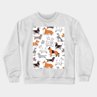 Origami doggie friends // pattern // white background Crewneck Sweatshirt